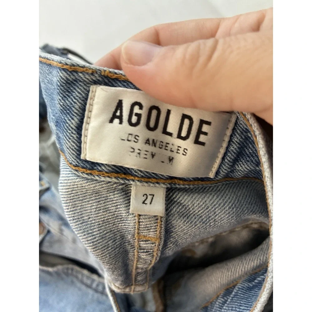 AGOLDE Jamie High Rise Jeans Light Wash Straight Leg Sz 27 Distressed‎ Casual